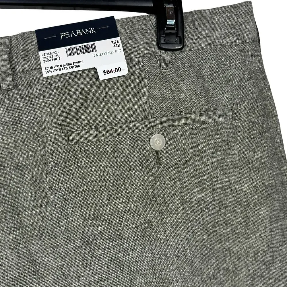 Jos. A. Bank Mens SZ 44 Linen Blend Shorts Tailored Fit Pocket Lightweight Green
